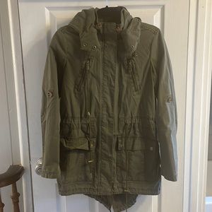 Levi Strauss Lightweight Drawstring Zip Up Green Jacket